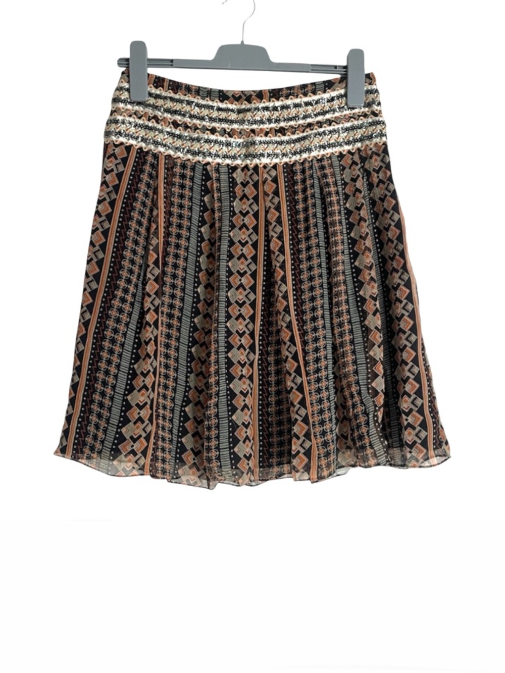 Free People Boho Silk Sequin A-Line Skirt